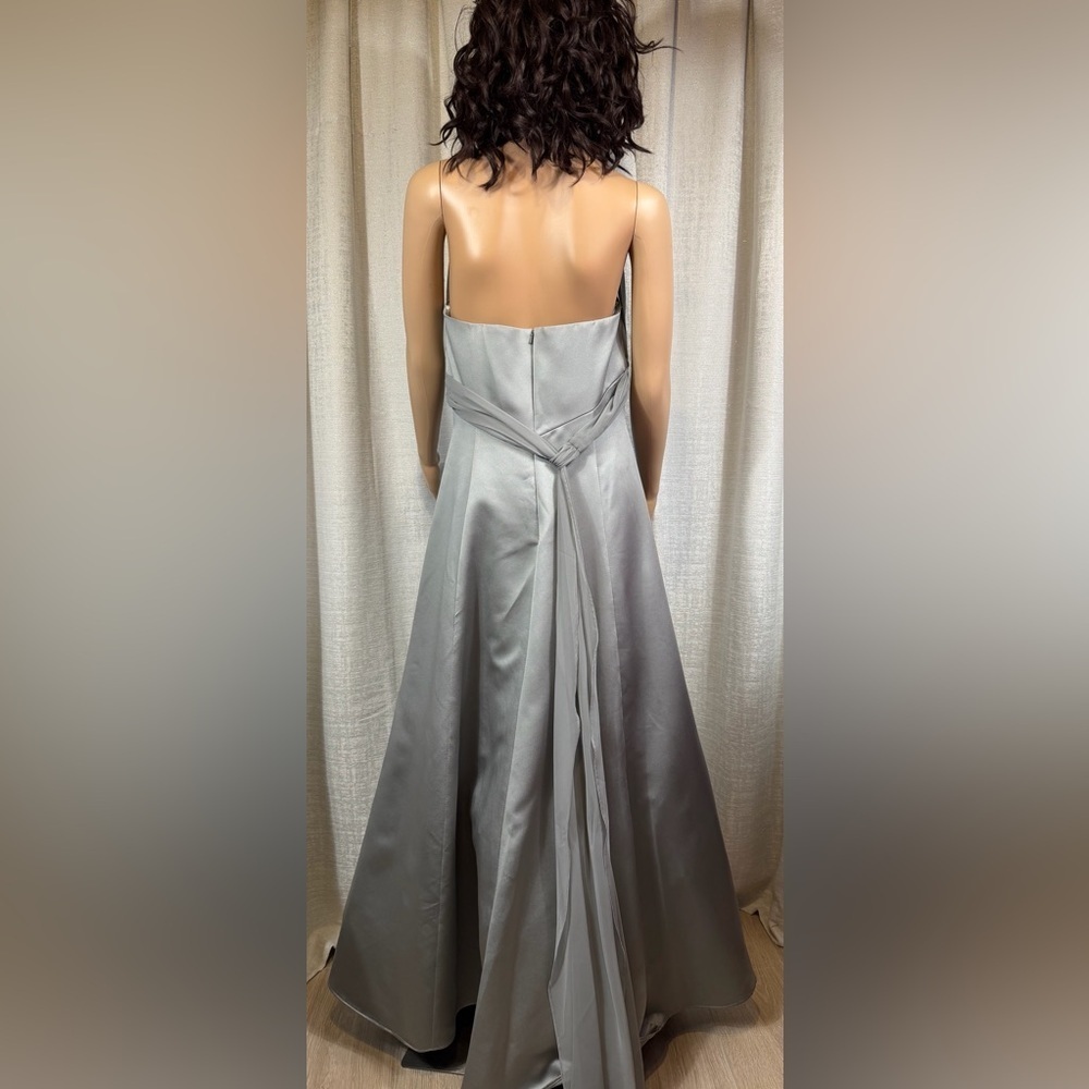 David’s Bridal Silver Halter Formal Gown Size 12 | Elegant A-Line Evening Dress - Picture 6 of 8